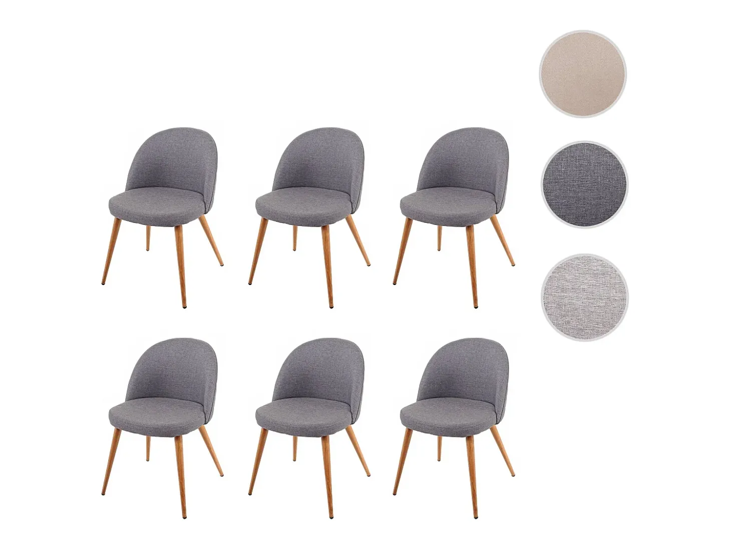 Silla de comedor MCW-D53 (juego de 6), gris oscuro