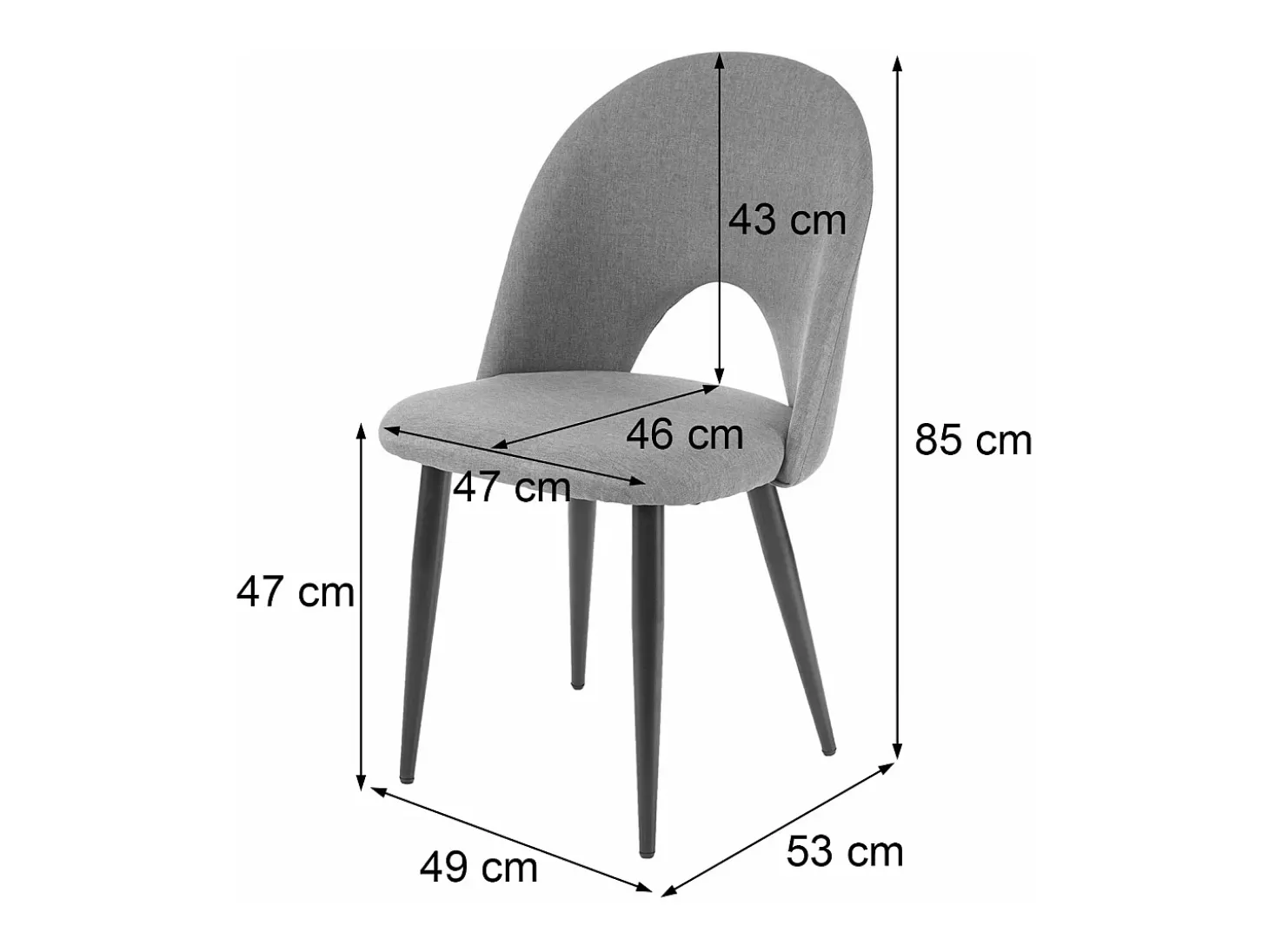 Silla de comedor MCW-D73 (juego de 6), gris oscuro