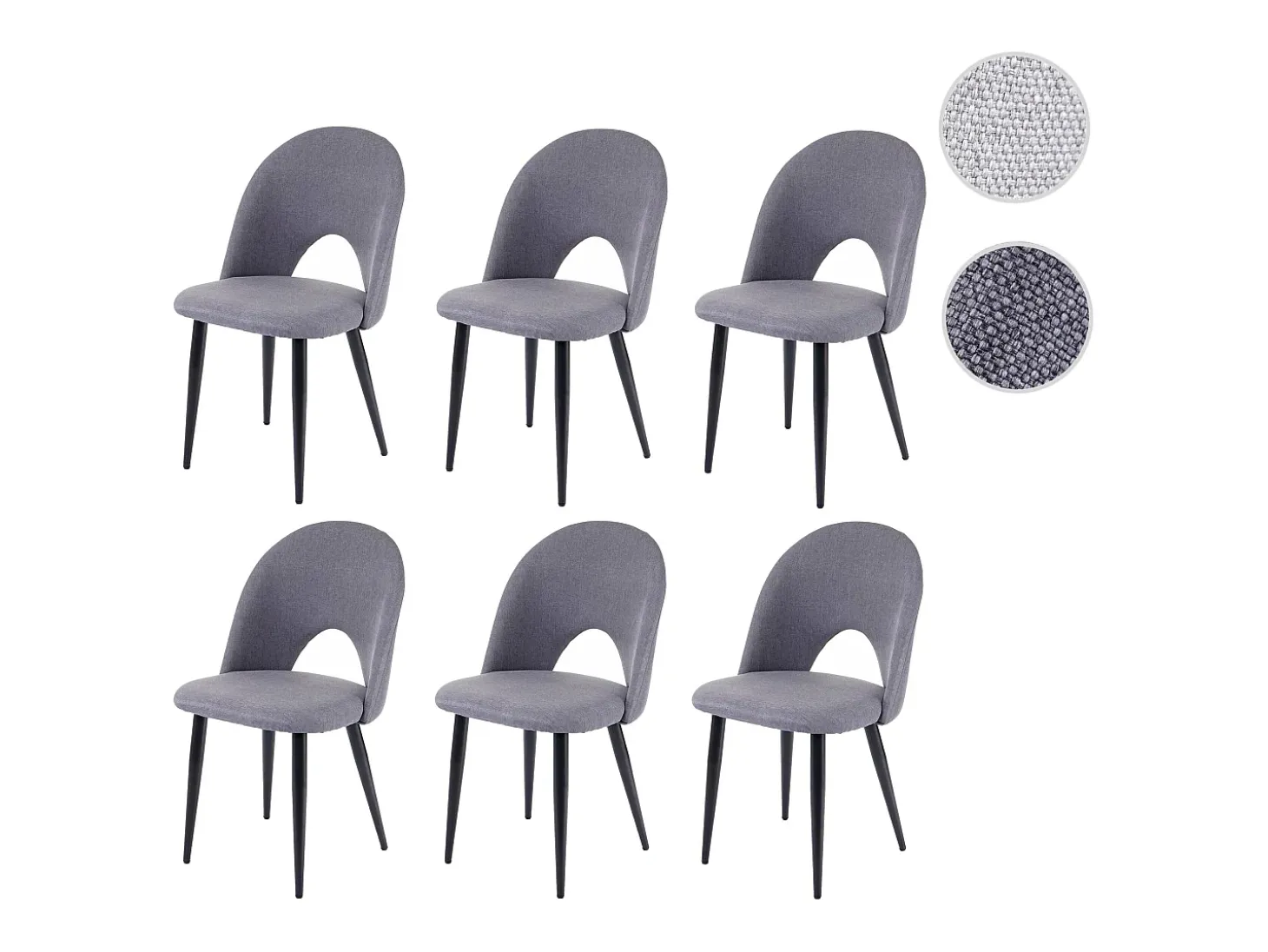 Silla de comedor MCW-D73 (juego de 6), gris oscuro