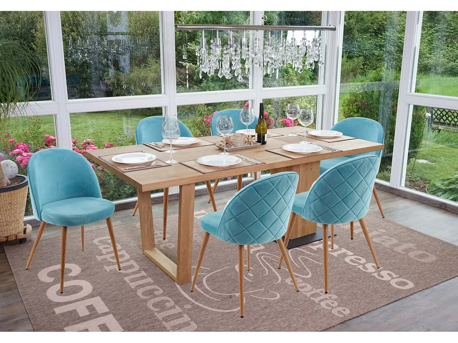 Silla de comedor MCW-D53 (juego de 4), turquesa