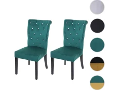 Silla de comedor MCW-D22 (set de 2), verde oscuro, patas negras