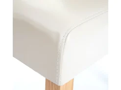 Silla de comedor MCW-E58 (juego de 6), polipiel crema, patas claras