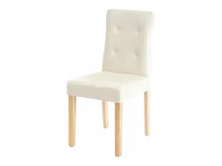 Silla de comedor MCW-E58 (juego de 6), polipiel crema, patas claras