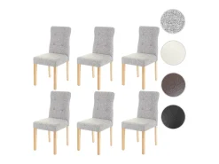 Silla de comedor MCW-E58 (juego de 6), tela/textil gris, patas claras
