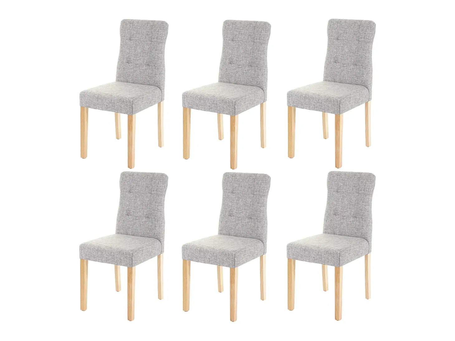 Silla de comedor MCW-E58 (juego de 6), tela/textil gris, patas claras