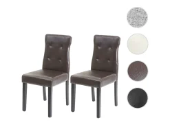 Silla de comedor MCW-E58 (set de 2), polipiel marrón, patas oscuras