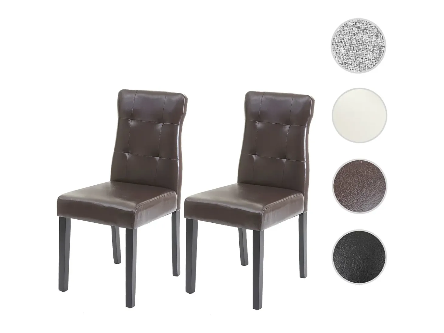 Silla de comedor MCW-E58 (set de 2), polipiel marrón, patas oscuras