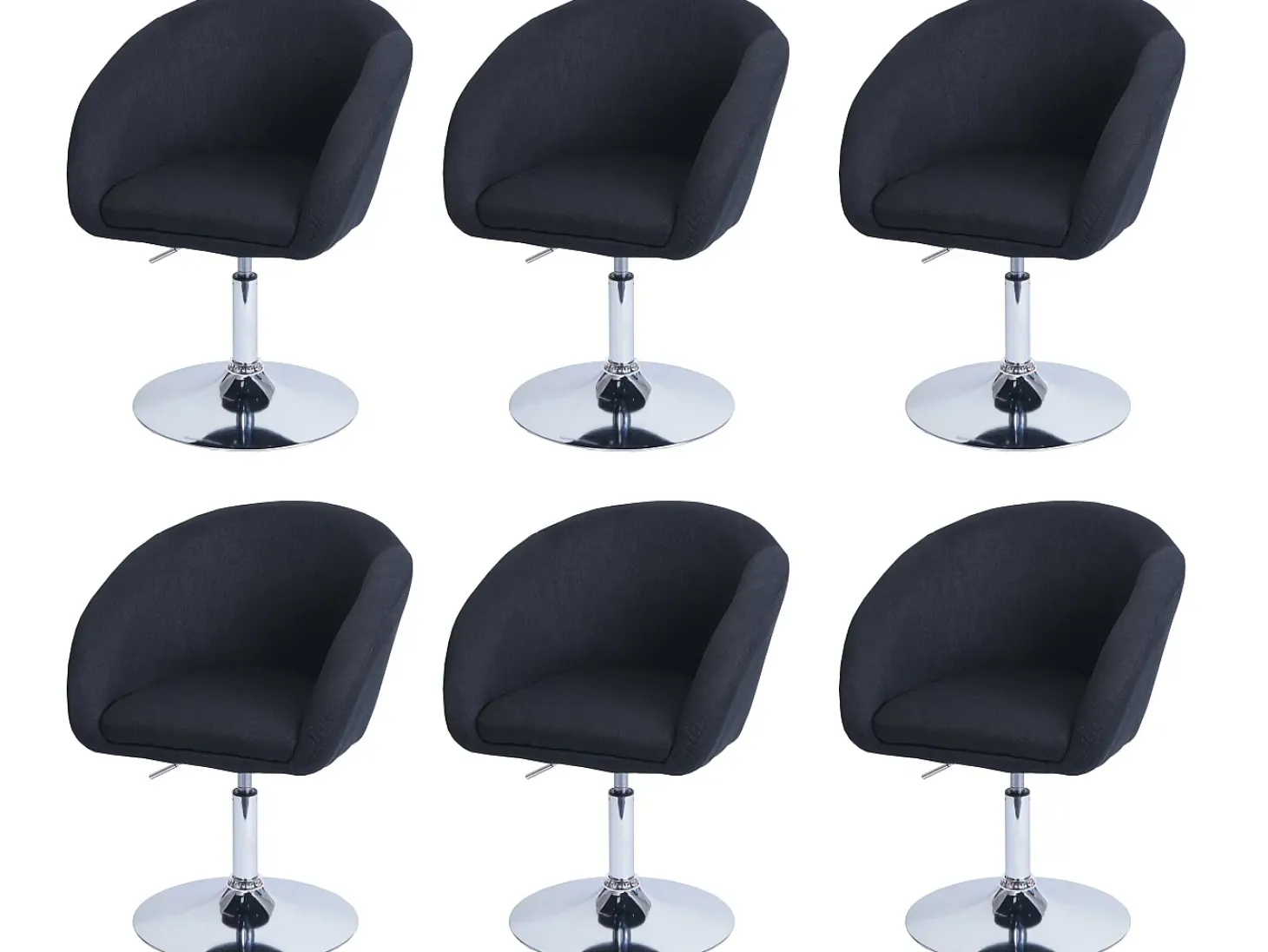 Silla de comedor MCW-F19 (juego de 6), tela/textil antracita