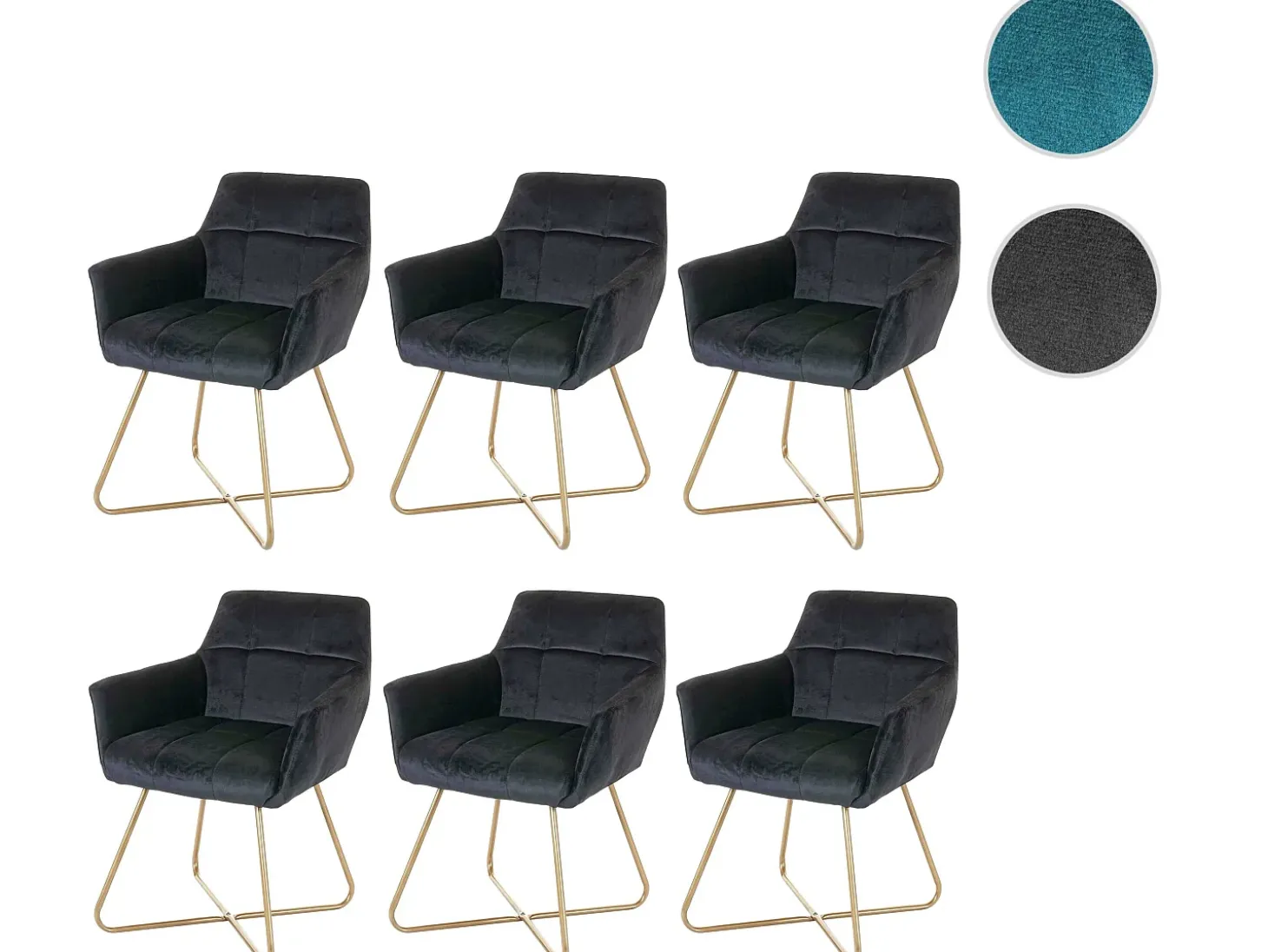 Silla de comedor MCW-F37 (juego de 6), negro