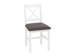 Silla de comedor MCW-F77 (juego de 2), blanco, tapizado gris