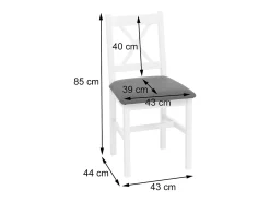 Silla de comedor MCW-F77 (juego de 4), blanco, tapizado gris