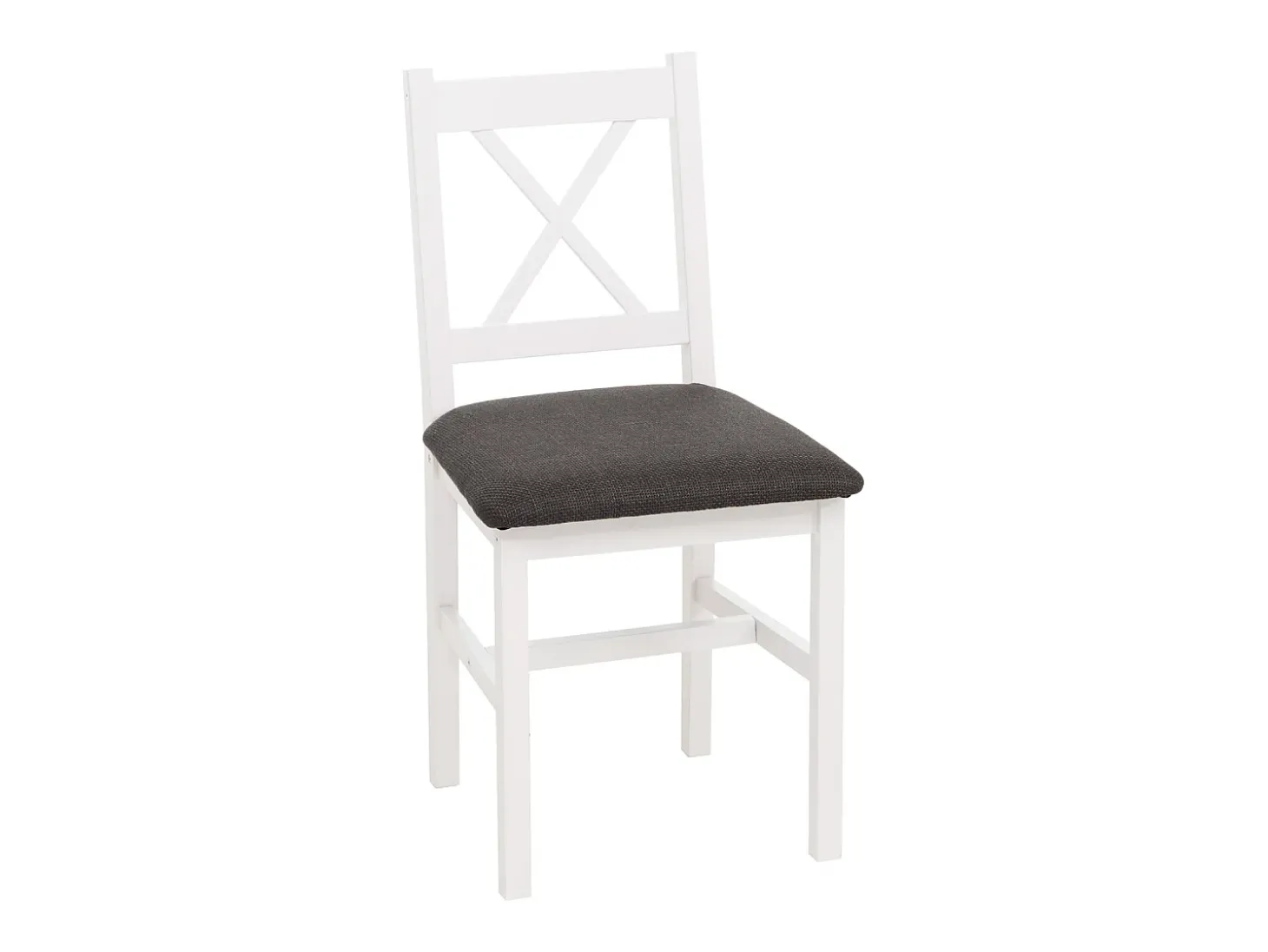 Silla de comedor MCW-F77 (juego de 4), blanco, tapizado negro