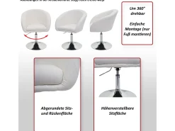 Silla de comedor MCW-F19 (juego de 6), imitación de cuero rojo