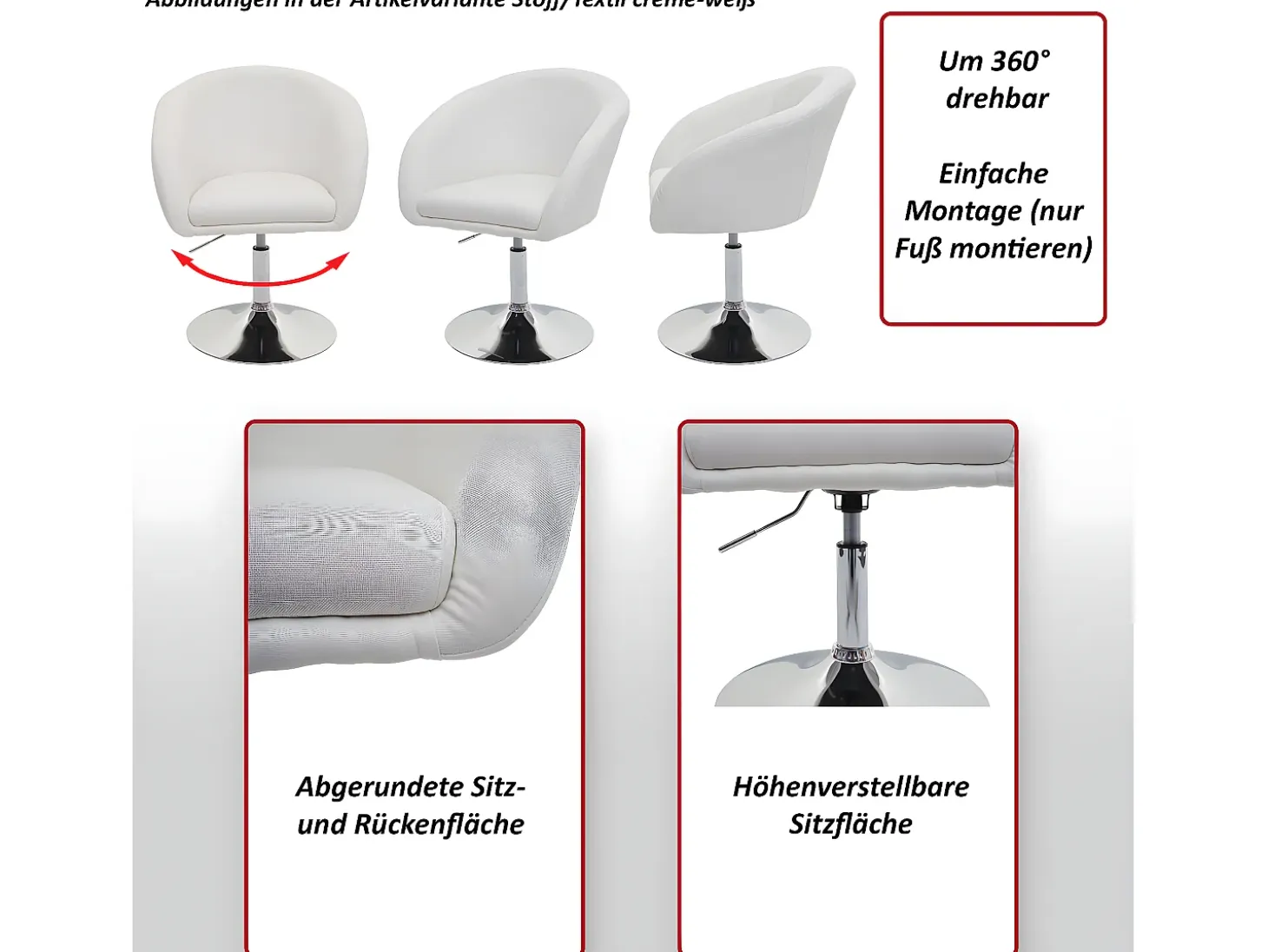 Silla de comedor MCW-F19 (juego de 6), piel sintética taupe