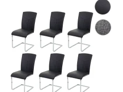 Silla de comedor MCW-F36 (juego de 6), imitación de cuero, negro