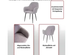 Silla de comedor MCW-F18 (juego de 6), terciopelo rosa antiguo, patas doradas