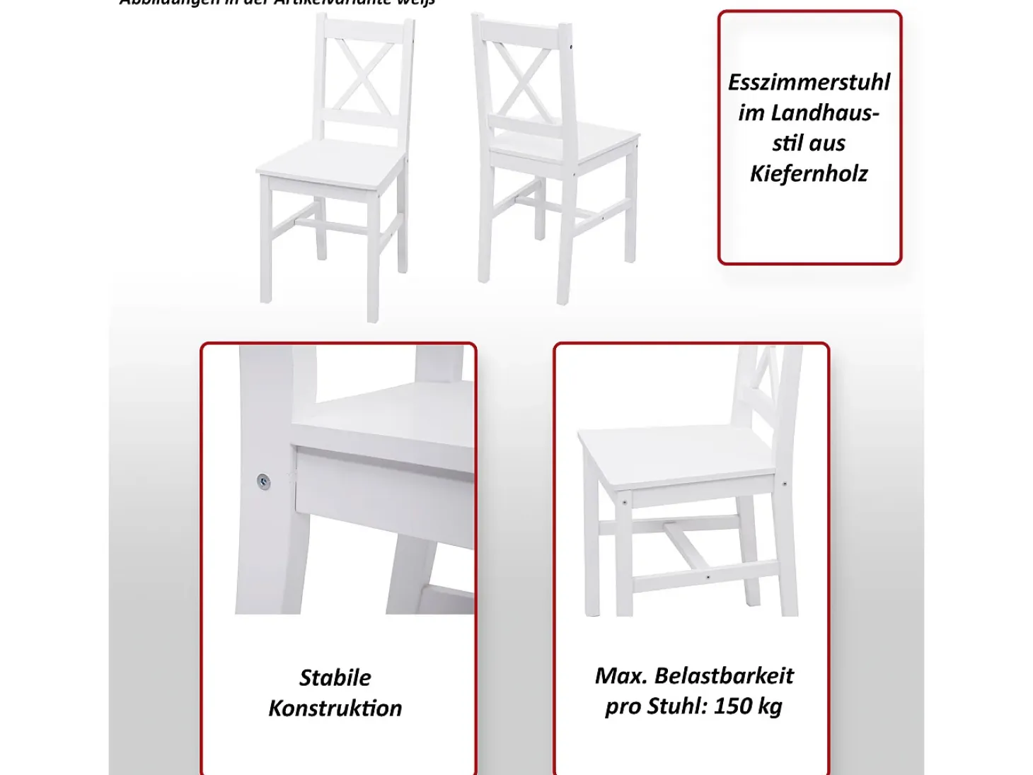 Silla de comedor MCW-F77 (set de 2), blanco