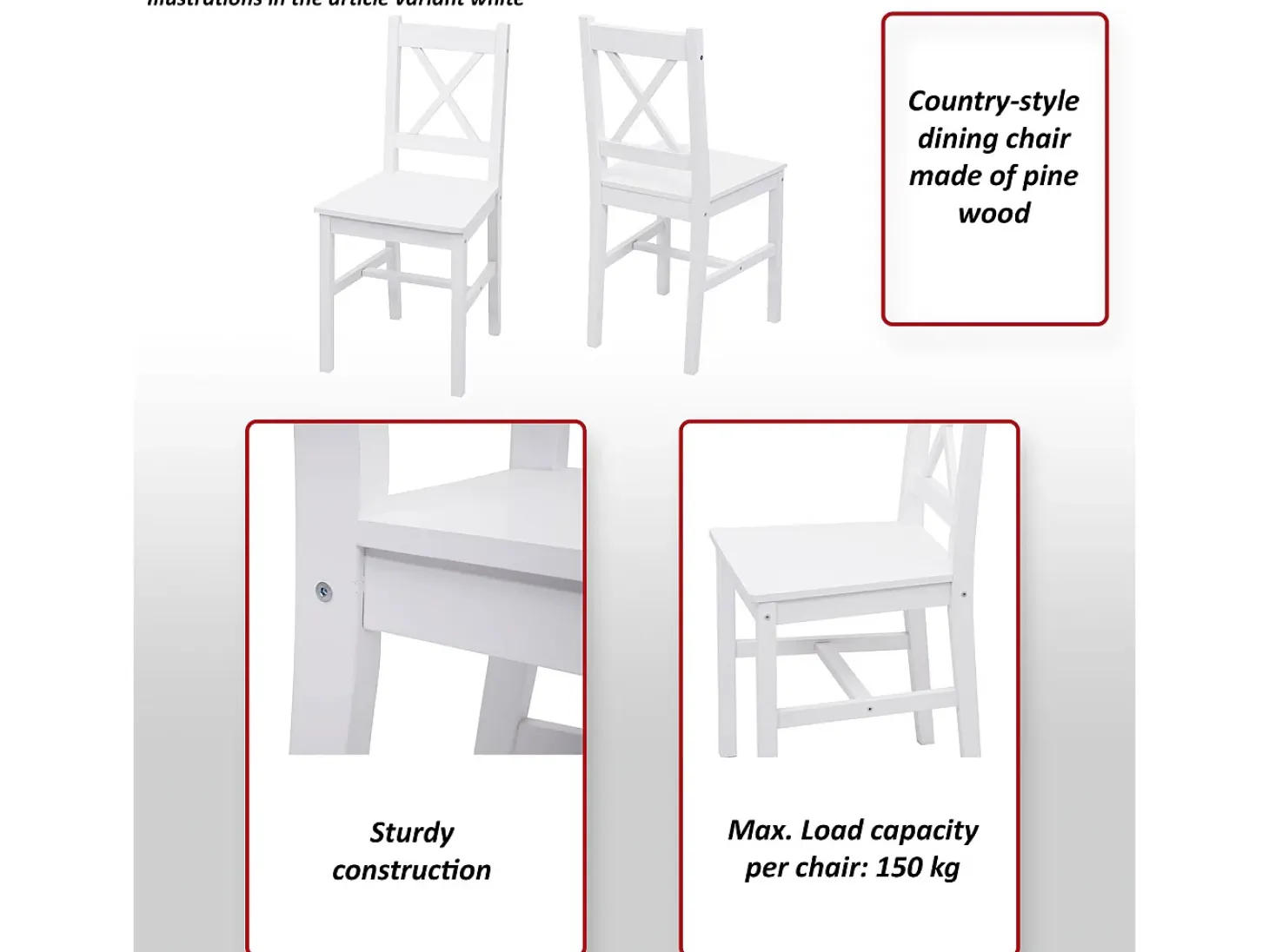 Silla de comedor MCW-F77 (set de 2), blanco