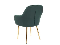 Silla de comedor MCW-F18 (set de 2), verde terciopelo, patas doradas