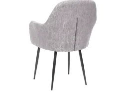 Silla de comedor MCW-F18 (set de 2), tela/textil gris, patas negras