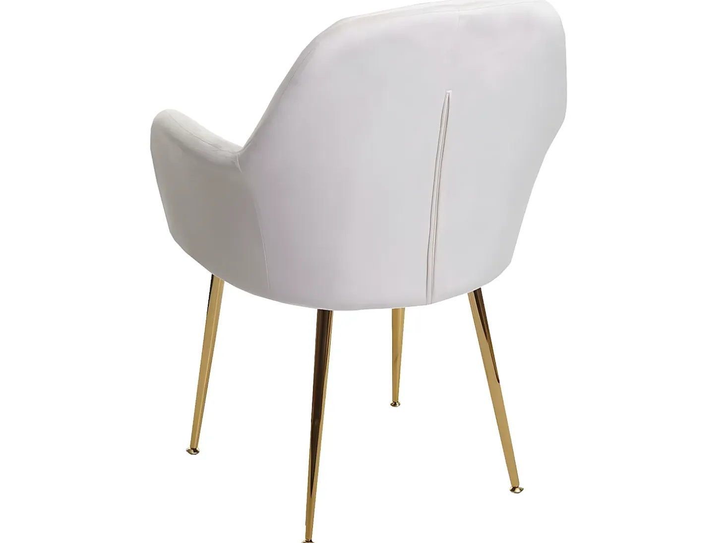 Silla de comedor MCW-F18 (set de 2), terciopelo crema-blanco, patas doradas