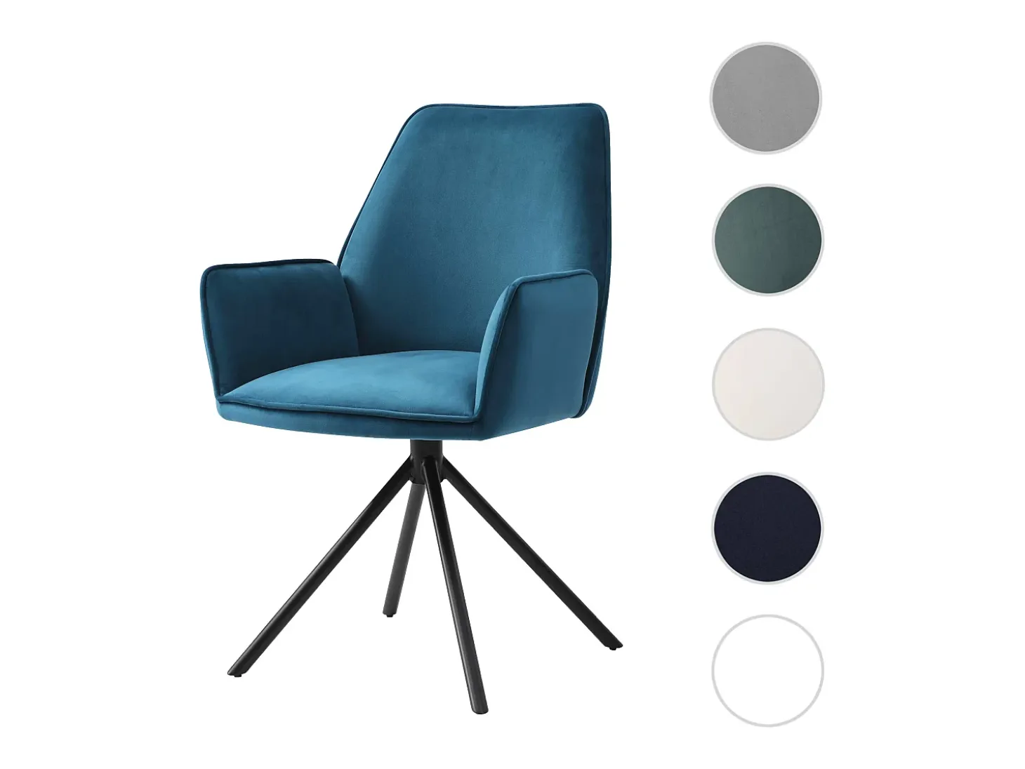 Silla de comedor MCW-G67, azul turquesa, patas negras