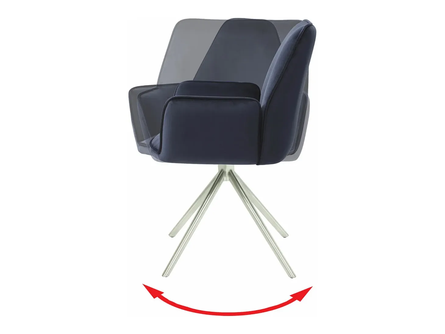 Silla de comedor MCW-G67, azul antracita, acero inoxidable