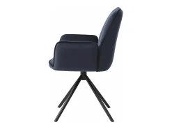 Silla de comedor MCW-G67, azul antracita, patas negras