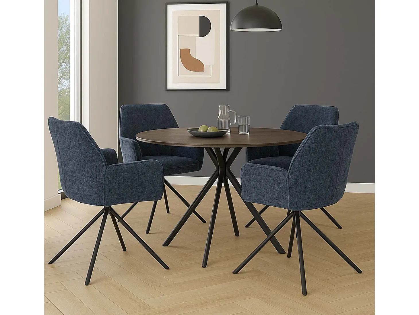 Silla de comedor MCW-G67, azul oscuro