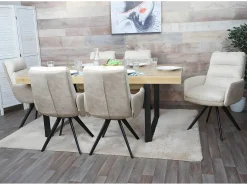 Silla de comedor MCW-G66, crema, con reposabrazos