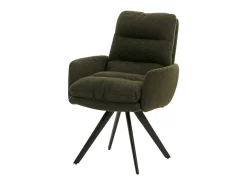 Silla de comedor MCW-G66 Bouclé, verde, con reposabrazos