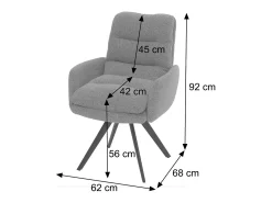 Silla de comedor MCW-G66 Bouclé, verde, con reposabrazos