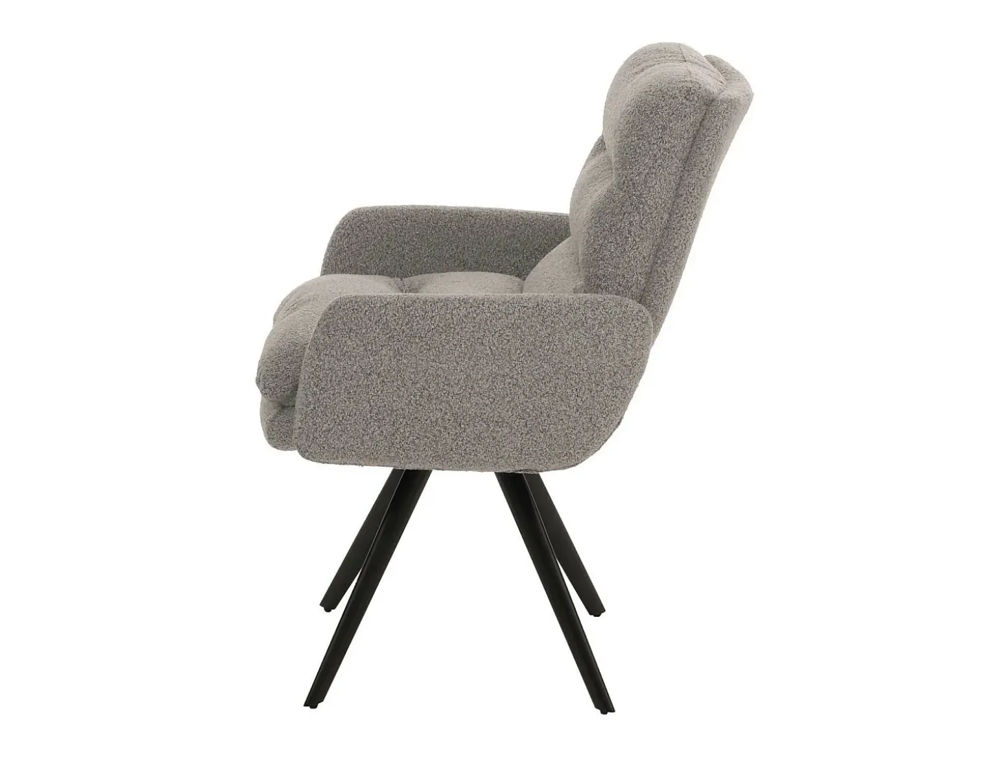 Silla de comedor MCW-G66 Bouclé, gris claro, con reposabrazos
