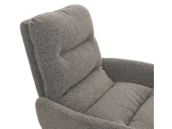 Silla de comedor MCW-G66 Bouclé, gris claro, con reposabrazos