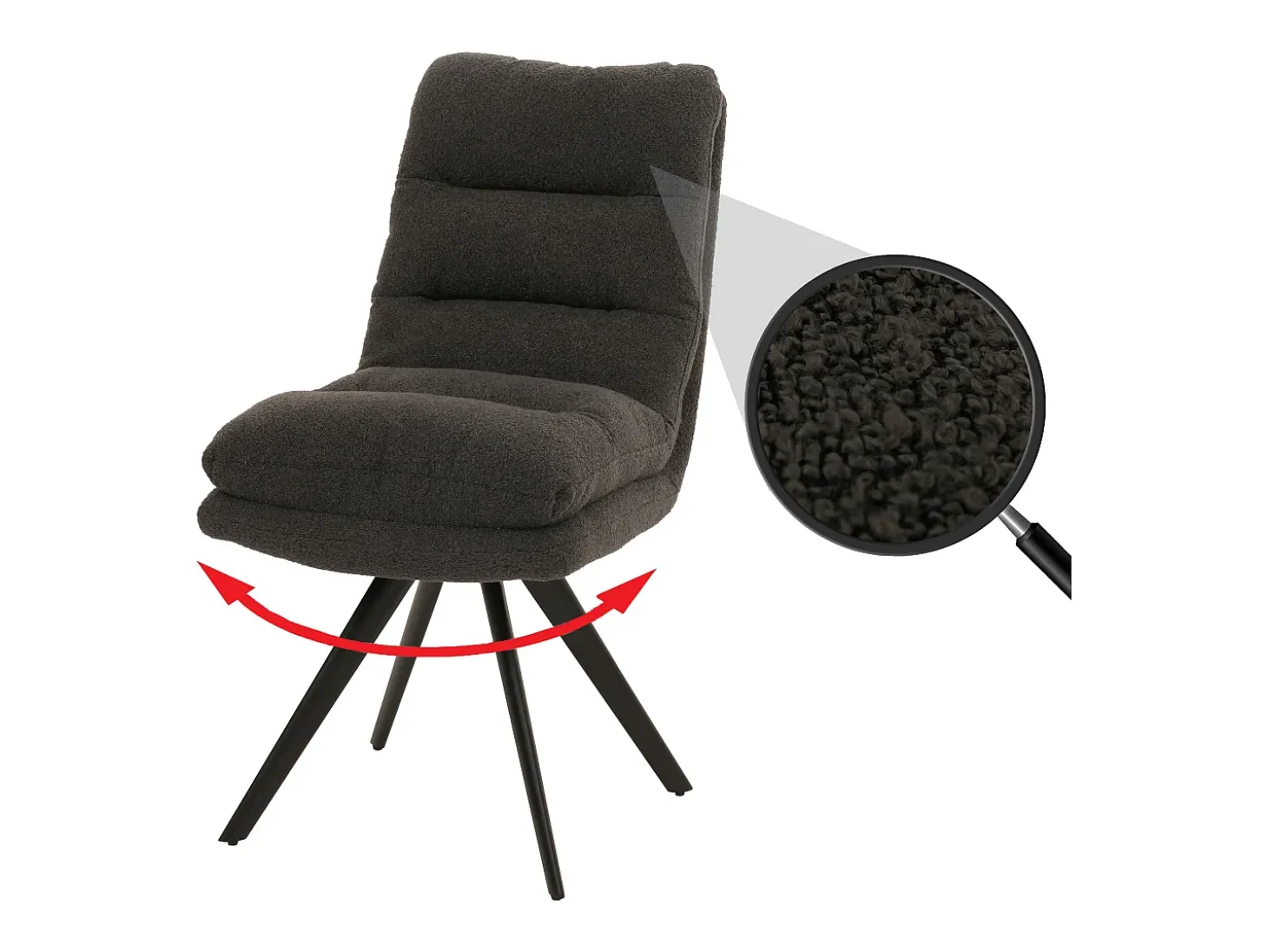 Silla de comedor MCW-G66 Bouclé, gris oscuro