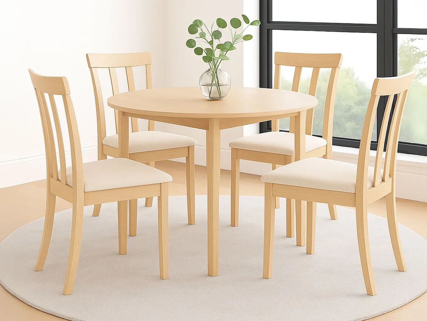 Silla de comedor MCW-G46 (juego de 2), estructura en color natural, beige