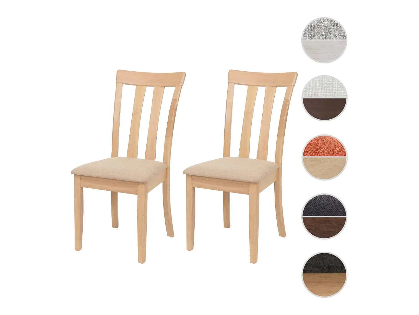 Silla de comedor MCW-G46 (juego de 2), estructura en color natural, beige