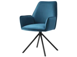Silla de comedor MCW-G67 (juego de 6), azul turquesa, patas negras