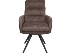 Silla de comedor MCW-G66 (juego de 6), marrón-marrón oscuro, con reposabrazos