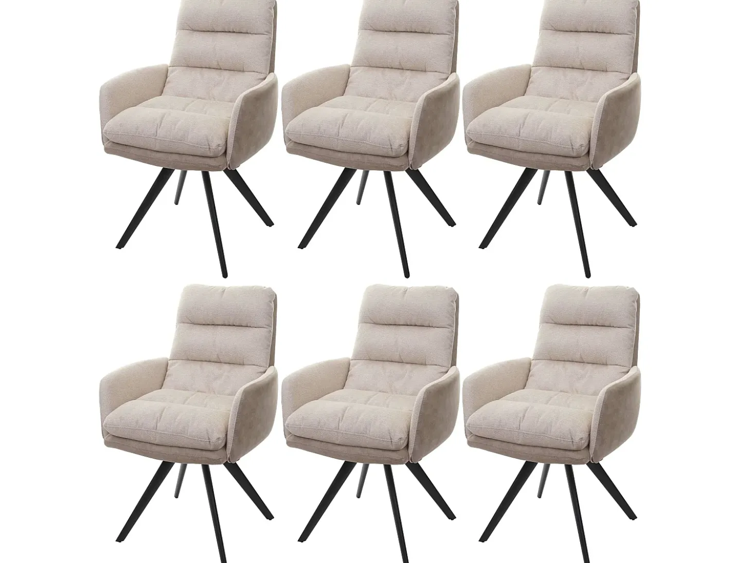 Silla de comedor MCW-G66 (juego de 6), crema, con reposabrazos