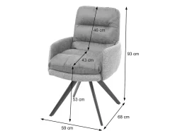 Silla de comedor MCW-G66 (juego de 6), crema, con reposabrazos