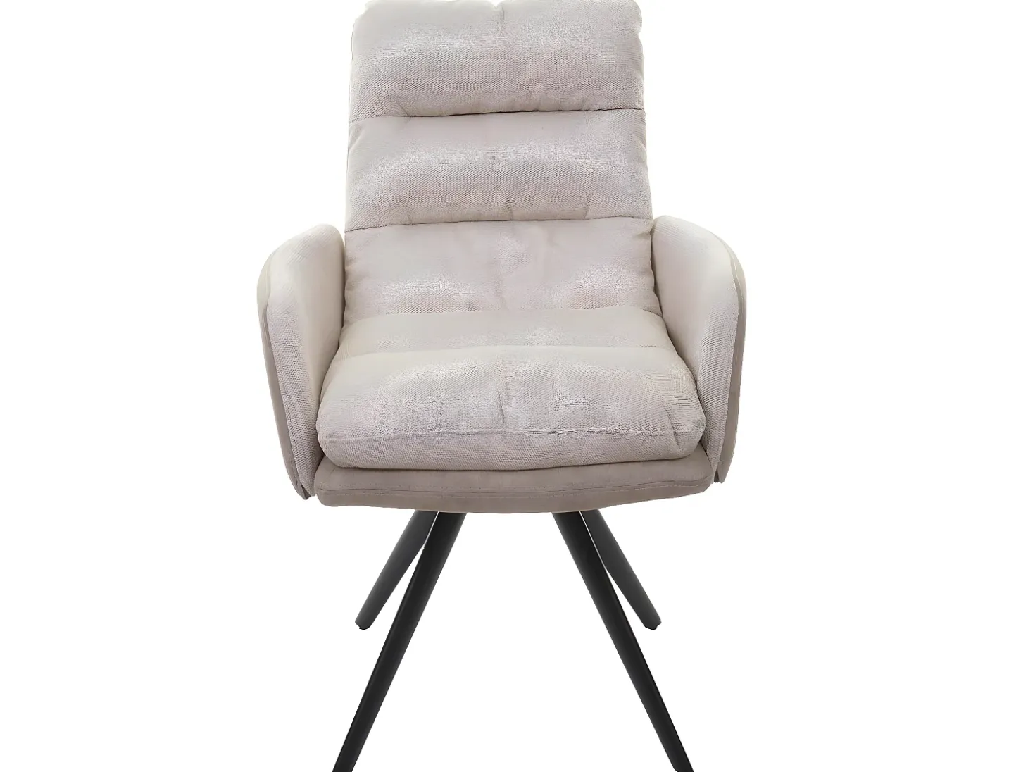 Silla de comedor MCW-G66 (juego de 6), crema, con reposabrazos