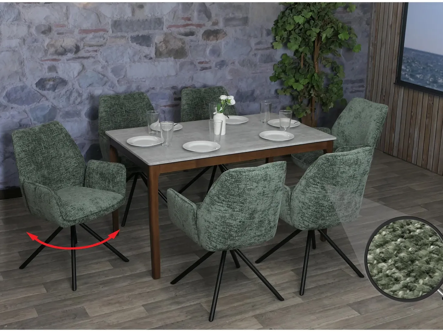Silla de comedor MCW-G67 (juego de 6), verde