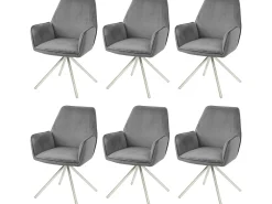 Silla de comedor MCW-G67 (juego de 6), gris oscuro, acero inoxidable