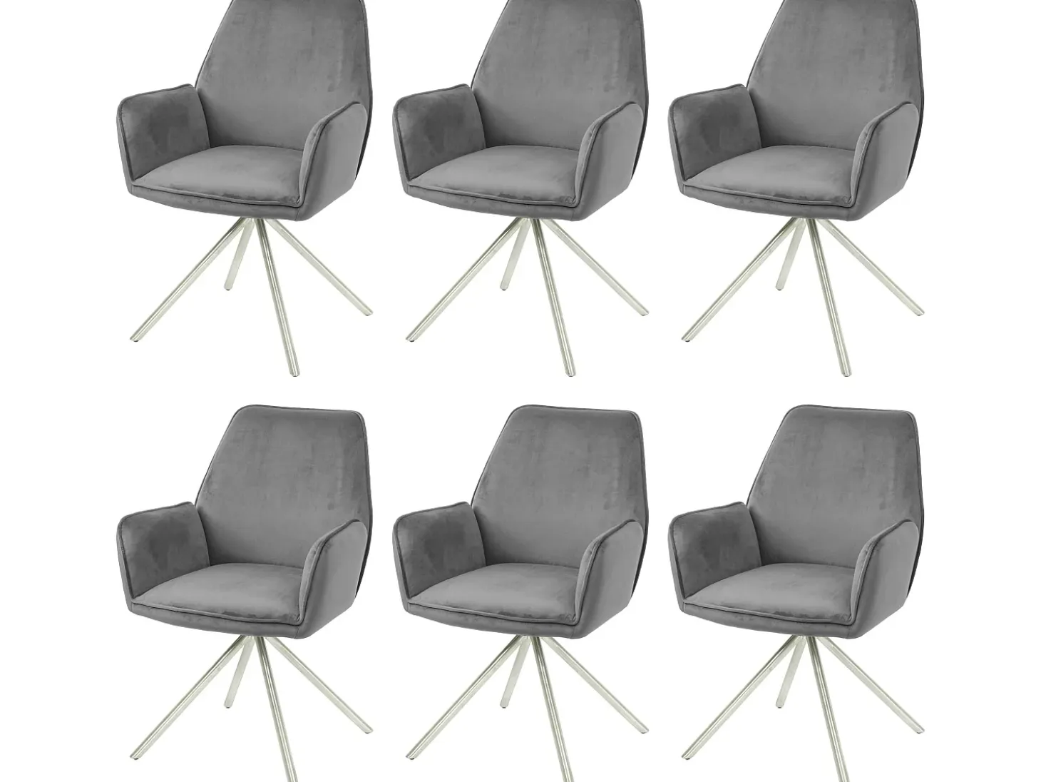 Silla de comedor MCW-G67 (juego de 6), gris oscuro, acero inoxidable