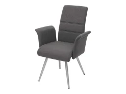 Silla de comedor MCW-G55 (set de 2), gris-marrón