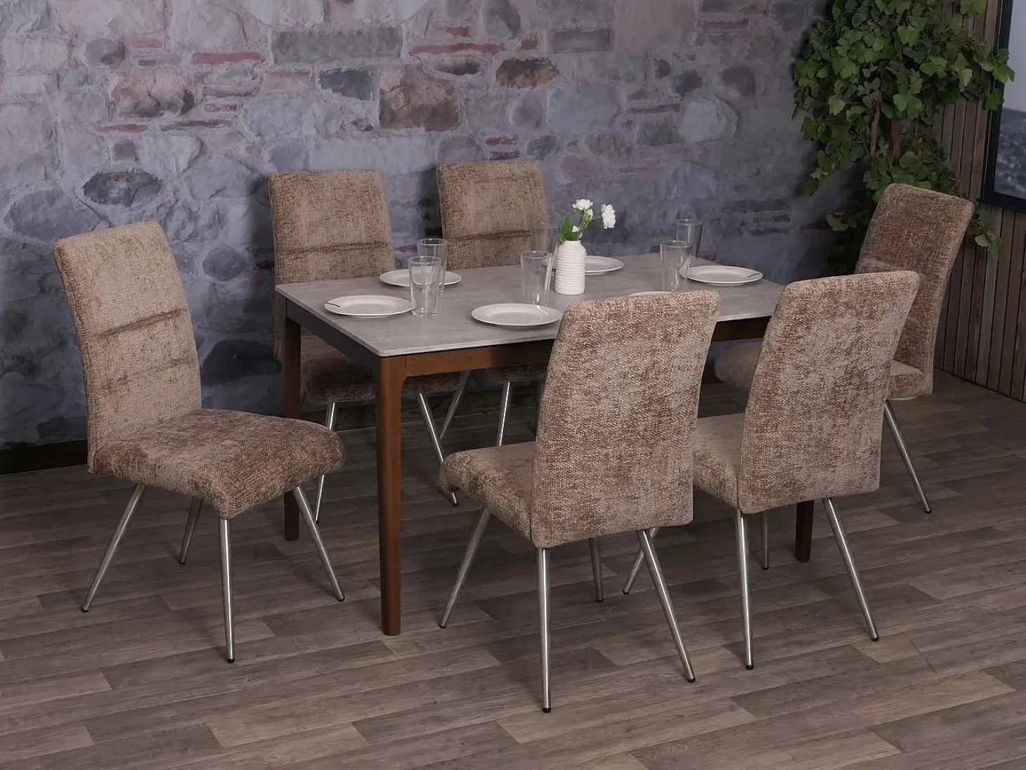 Silla de comedor MCW-G55 (set de 2), marrón