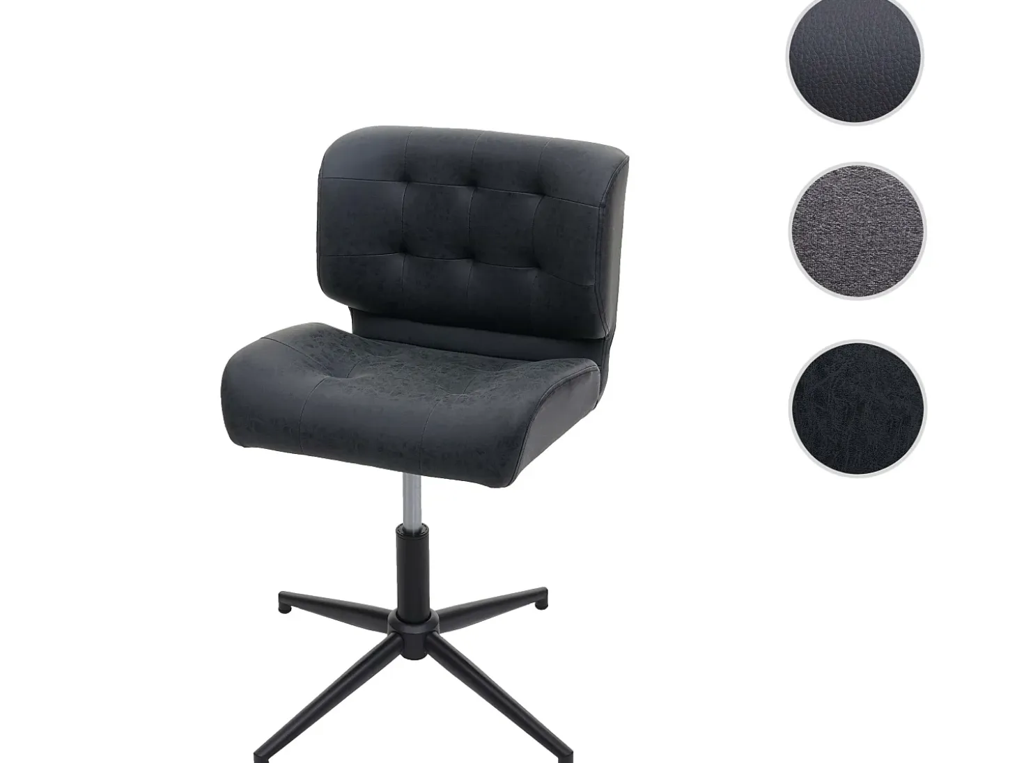 Silla de comedor MCW-H42, piel sintética vintage gris oscuro, base negra