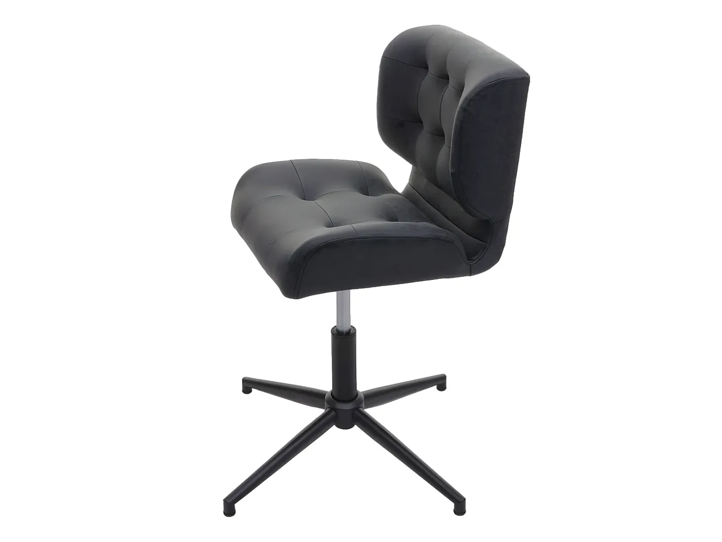 Silla de comedor MCW-H42, piel sintética vintage gris oscuro, base negra