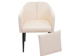 Silla de comedor MCW-H93, polipiel crema-beige